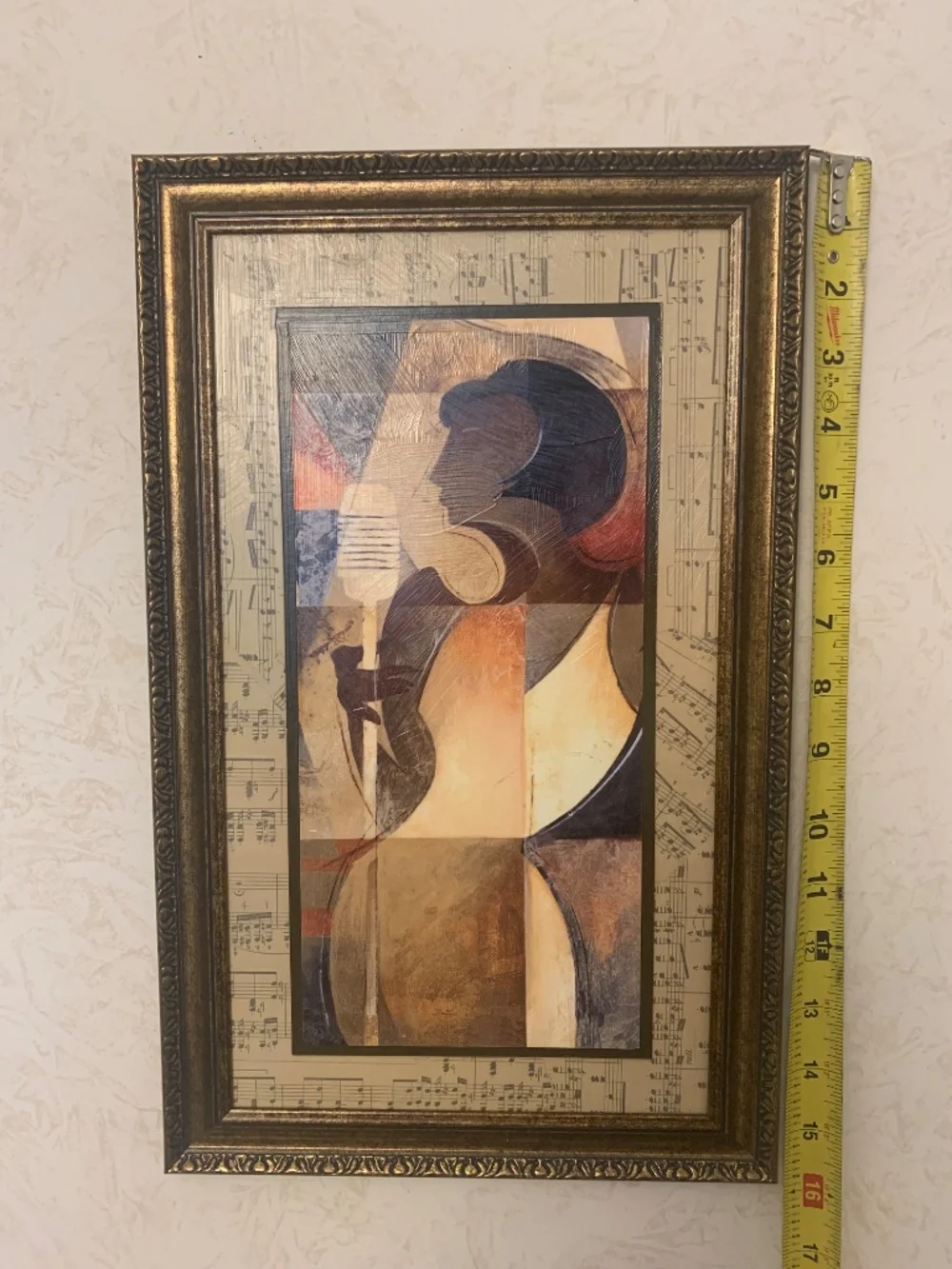 Faux-gold Frame and Multi-Colored Abstract Lady Singing Picture